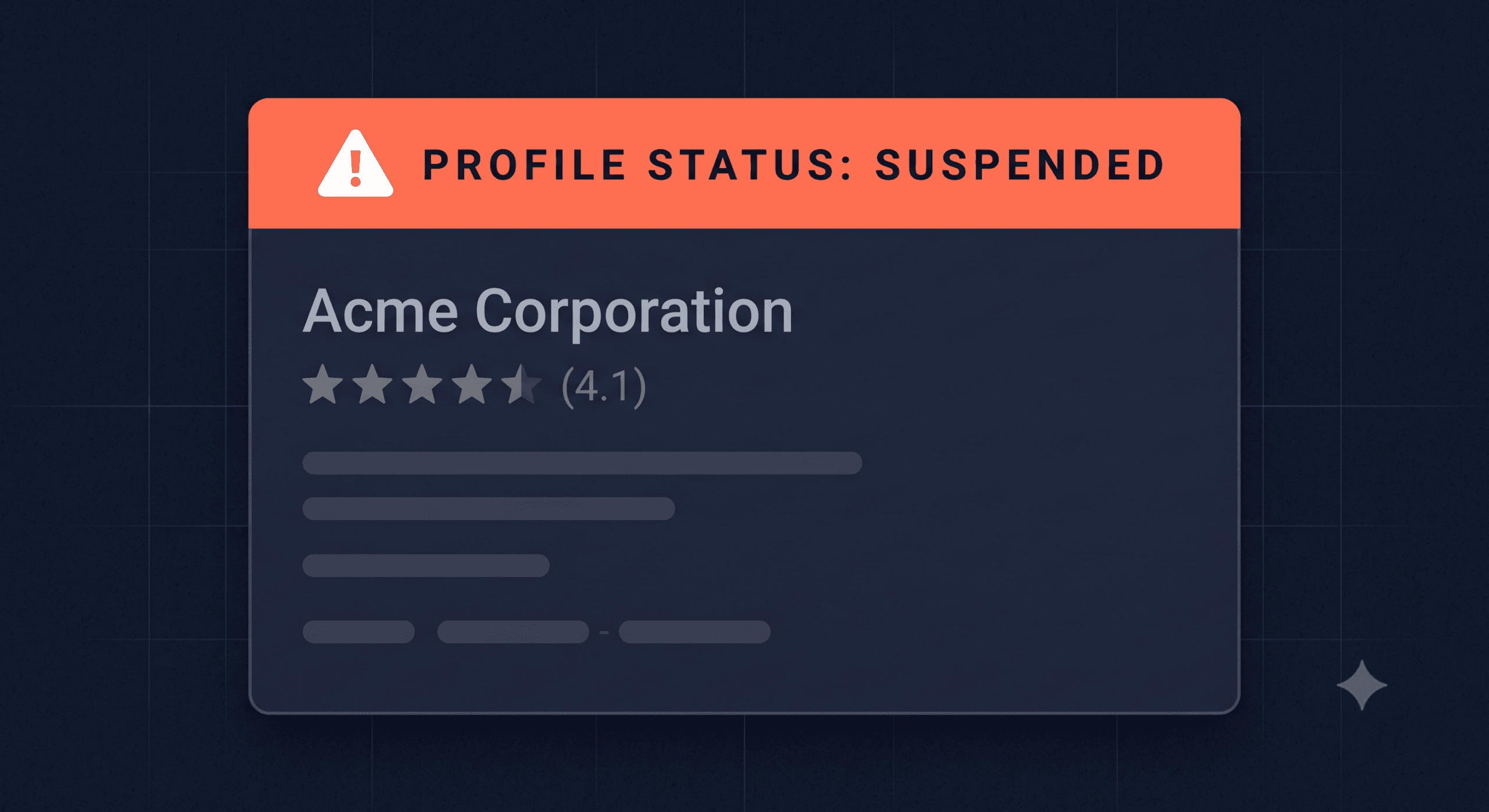 Google Business Profile showing a suspended listing warning for a UK tradesperson